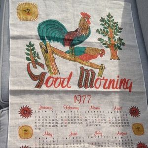 Vintage Rooster "1977" Calendar Towel